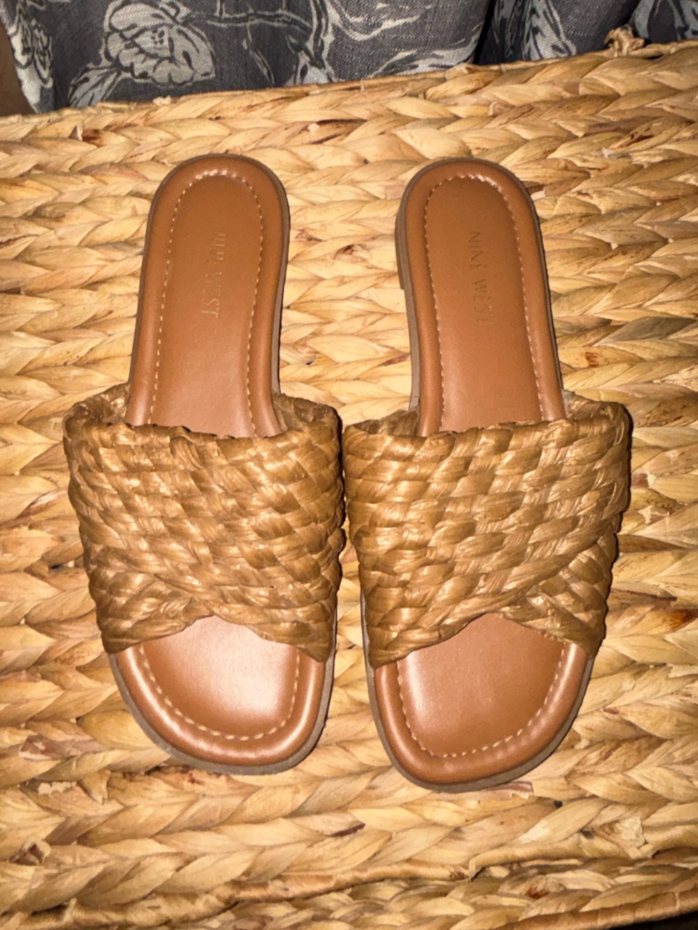Nine West Braided Tan Slide Sandals